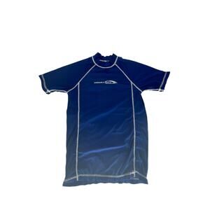Costa Rica Navy Blue Graphic Short Sleeve Rash Guard Swim Top Men's Size Small